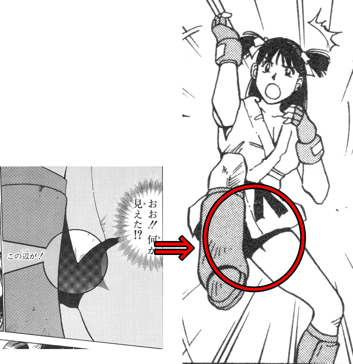 シャンファ萌え On Twitter 胴着の 上着だけ 身に着け 反撃にでる五月 下はノーパンだということを完全に忘れてる模様 ガードのために右脚を上げると キザ男におま こがチラ見え 2枚目の1コマ目がどこのアップか分かりにくいので 3枚目の画像で補足して