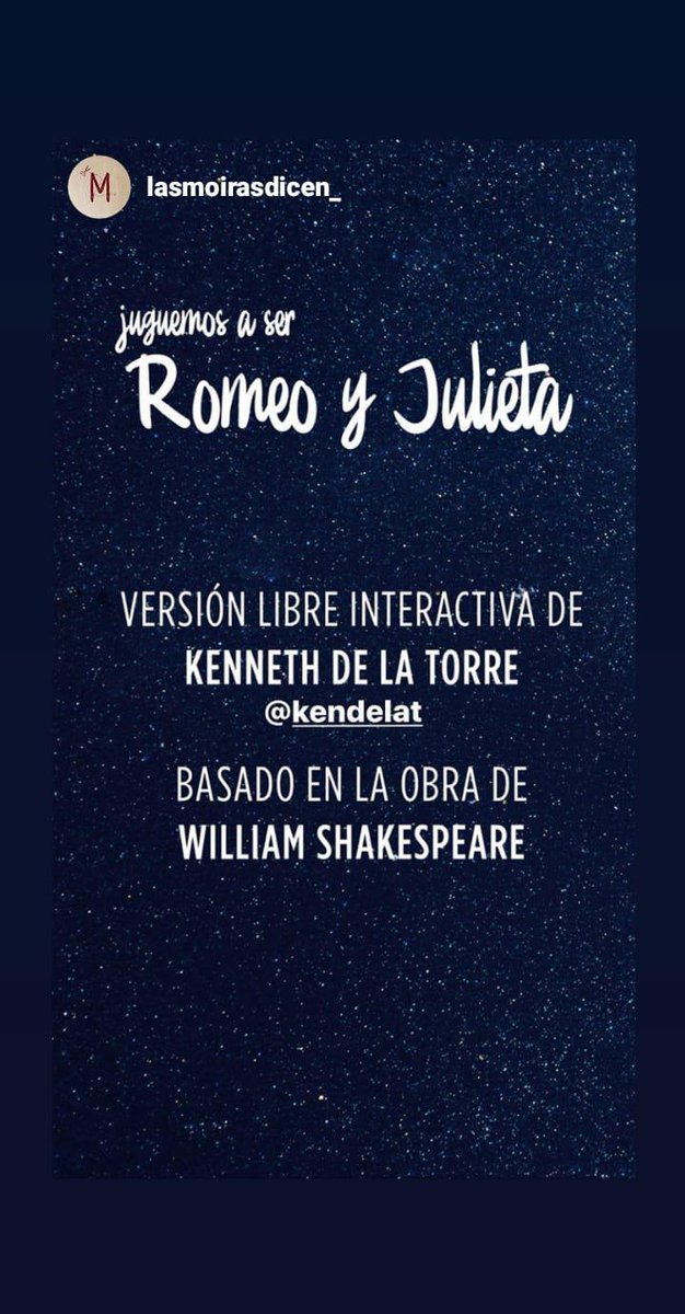 ShakesSelfie's tweet photo. Hello. I've been a little bit missing from this profile. But I bring you some great news. I have adapted #Shakespeare's #RomeoAndJuliet for an interactive online version. 

I will be talking more about the project. The play is in Spanish but if anyone wants to see it, you can ask https://t.co/DndQEJtOmb
