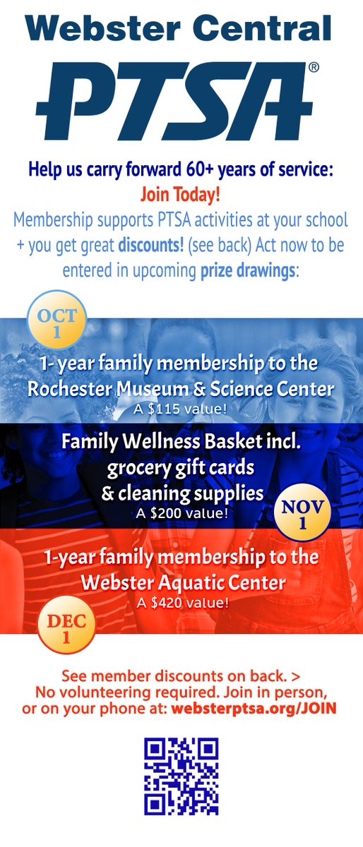 WebsterNYPTSA's tweet photo. Memberships for 20-21 are live! Join or renew now. Distribution of discount cards and calendars will start on 9/19 for all members who join by 9/17. We have so many great local discounts this year. Check them out below or at the join page: https://t.co/QTFxqmFcB1 @WCSDProud https://t.co/dsvaGu79uR