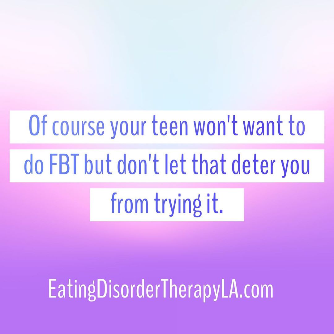 EatDisorderLA's tweet photo. The weakest reason I get for rejecting FBT is that the teen does not want to do it. In my opinion, the child’s perspective should have no bearing on whether you decide to use an effective, research-supported treatment to help them.⁣ https://t.co/1WDFM0pJ3k