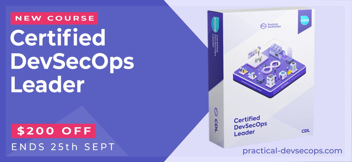 PDevsecops's tweet image. New course... New competition!!!
Join us and become a transformational leader. Save $200 USD for the next 20 days, plus get lifetime access to the CDL training course! Pass the 12-hour practical exam and become certified. buff.ly/34K2w6n
#hysn #pdevsecops #devsecops
