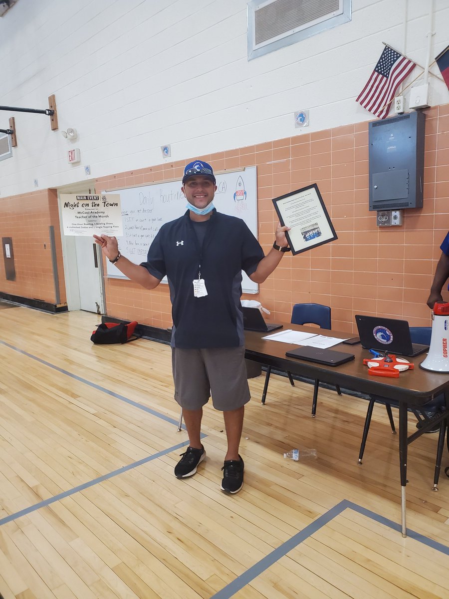 McCoolAcademy's tweet photo. Congratulations to Coach Rocha, our very FIRST Teacher of the Month recipient at McCool Academy!!! #onamission #McCoolAcademy #TeamRocha 👩🏾‍🚀🚀🎉 https://t.co/7kUOxYAJWU