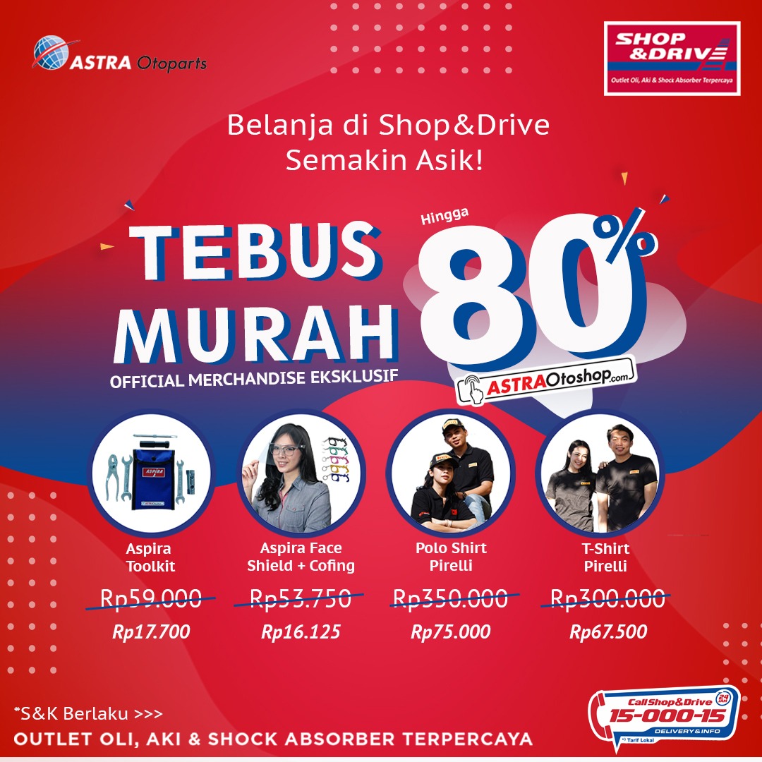 shopanddrive's tweet photo. Belanja di Shop&Drive Semakin Asik!
Dapatkan diskon s.d 80% Tebus Murah Official Merchandise Eksklusif Pirelli dan Aspira setiap transaksi di Shop&Drive.
Info detail promo: https://t.co/weUaIei7uF
#ShopAndDrive #SuperShopAndDrive #TebusMurah #AstraOtoshop #Aspira #Pirelli https://t.co/kMRNACajej
