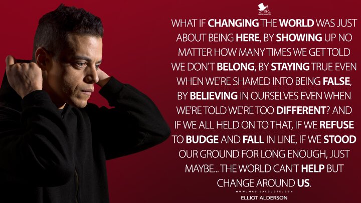 AAOsAwesomeFans's tweet photo. Day 7: Free choice: Favorite Elliot speech: Not only does this show how much Elliot evolved over the course of the series (this is a much different flavor to his previous rants), & it gives me hope that we all can change the world by being true to ourselves. #MrRobotWeek #MrRobot https://t.co/UTzvSglTUL
