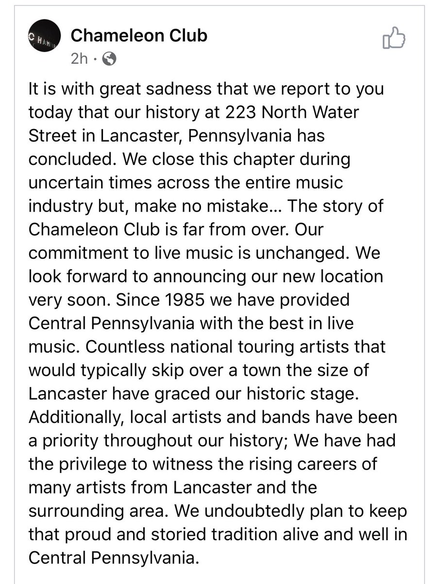 thebandred's tweet photo. We will deeply miss @Chameleon_Club in Lancaster. One of our favorite venues of all time. 
#goaway2020 https://t.co/PP2svPOn2J