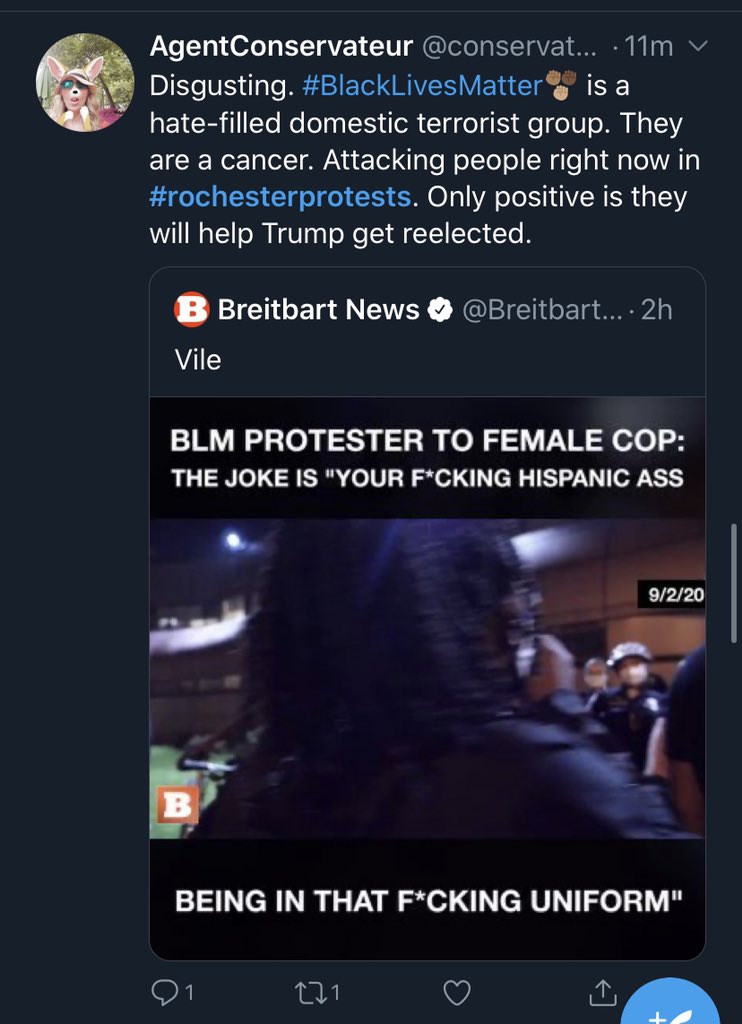 This account started the chain of tweets. Accounts are now calling for protestors’ deaths for damaging tables and “shutting down restaurants.”
