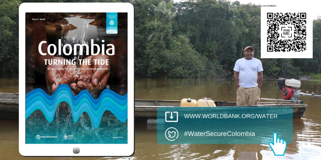 🌊Floods
🏜️Droughts
🚱Water pollution
🇨🇴Colombia is facing more frequent water shocks, which threaten growth &amp; development.  

A new <a href="/WorldBank/">WorldBank</a> study examines ways to mitigate negative impacts &amp; achieve a #WaterSecureColombia: wrld.bg/2VDs50B9I13
#EXPOAGUA2020
@ACODAL
