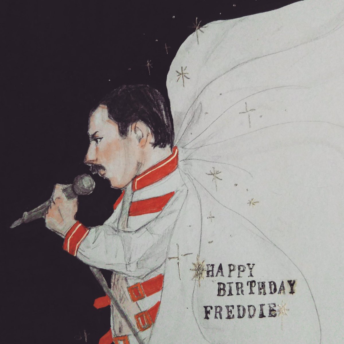queen_frema's tweet photo. 今年はお祭り気分にはなれないけれど、それでも言わずにはいられない。#HappyBirthdayFreddieMercury 
夢中にさせてくれて有難う。力をくれて有難う。(ちょっと前の絵でごめんねフレディ) https://t.co/6e9BhfIh1k