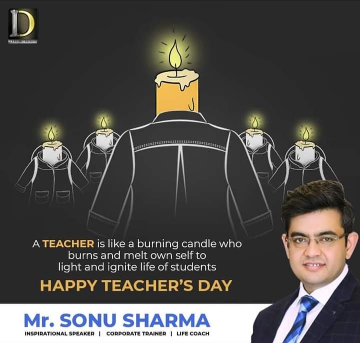 officetss's tweet photo. “A teacher is like a burning candle who burn &amp; melt own self to light &amp; ignite life of students.” 

शिक्षक दिवस की बहुत बहुत शुभकामनाएँ ।।
Happy Teachers Day 😊
#sonusharma #TeamSonuSharma #motivation #school #collage https://t.co/AyyYKzPRaJ
