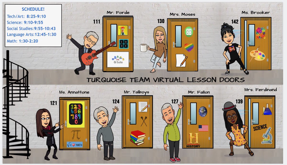 ms_annattone's tweet photo. Turq team is ready for our distance learning students! ☺️ Each door has a google meet linked for them to join our live lessons 👩🏻‍🏫 🍎@scofieldmagnet @Mr_SClay https://t.co/em2rJSfDnQ