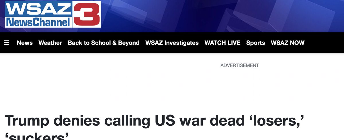 West Virginia  https://www.wsaz.com/2020/09/04/trump-denies-calling-us-war-dead-losers-suckers/