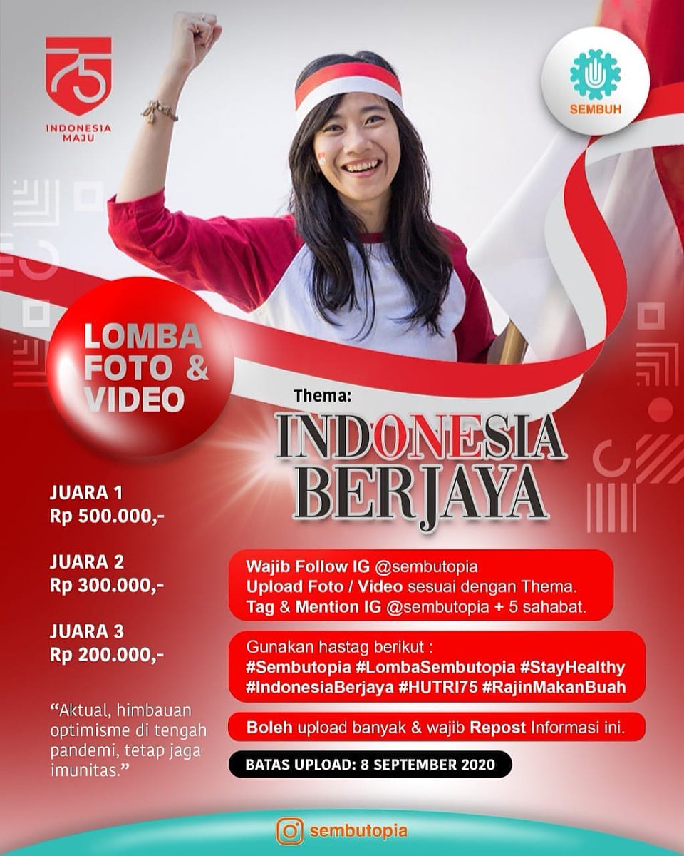 sembutopia's tweet photo. #sembutopia #SEMBUH #LombaSembutopia #IndonesiaBerjaya
@sembutopia
#SEMBUH #IndonesiaBerjaya https://t.co/pVsUEdae3k