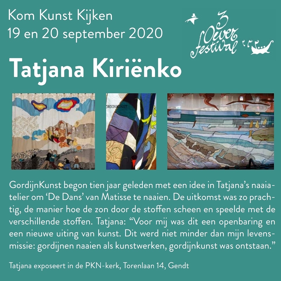 In de reeks Kom Kunst Kijken van het 3 Oever Festival deze keer ook Tatjana Kiriënko. Zij exposeert in de 3 Oever Atelier Route in de PKN kerk in Gendt. #doesdelen #agendatip  #komkunstkijken #3oeveratelierroute #3oeverfestival 3oeverfestival.nl