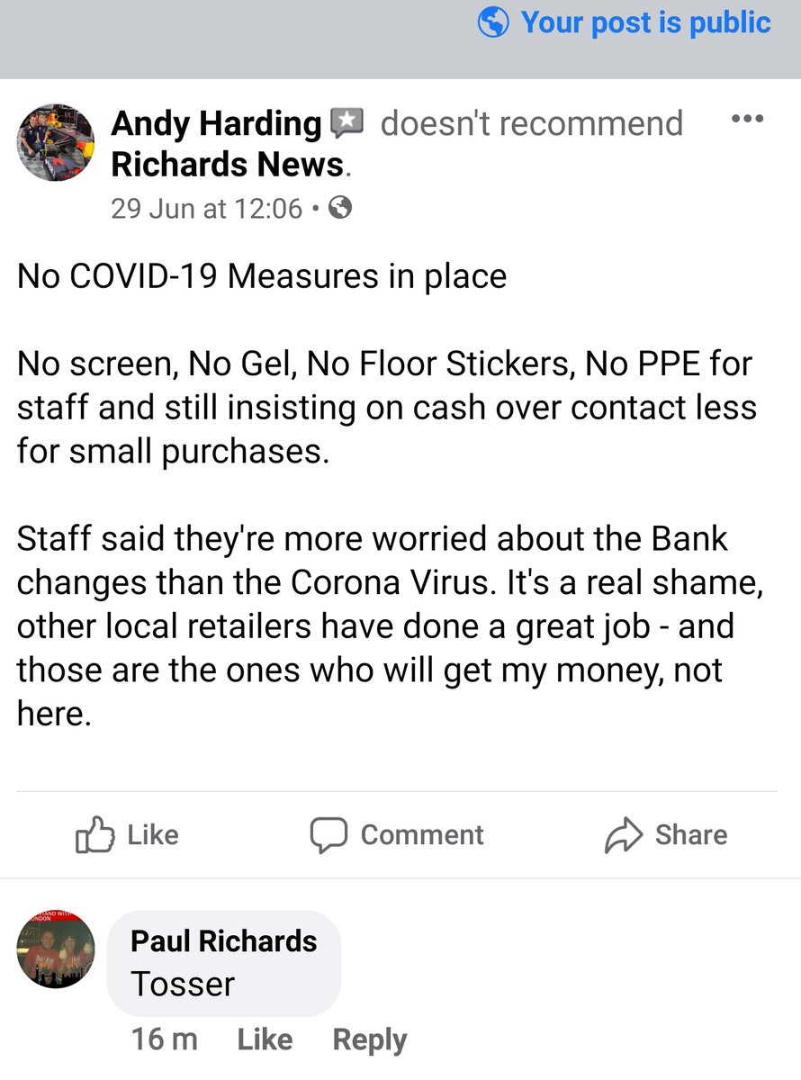 Andy_Harding's tweet image. I seem to have touched a nerve with my review of a local retailer. #Fareham #COVIDIOTS #Retailer