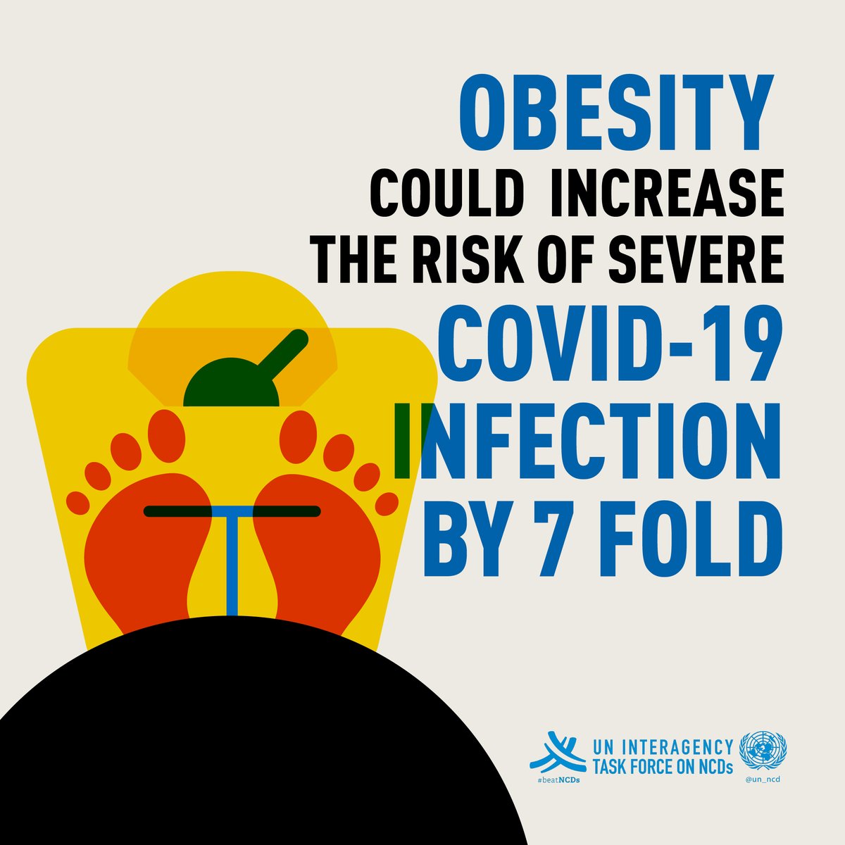 Obesity could make you  times more likely to get severe  #COVID19.Make sure you eat a healthy diet  & get enough physical activity  to keep healthy &  #beatNCDs