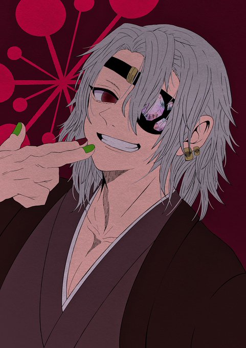 ぴ助さんがTwitterに投稿した宇髄天元(鬼滅の刃)のイラスト。