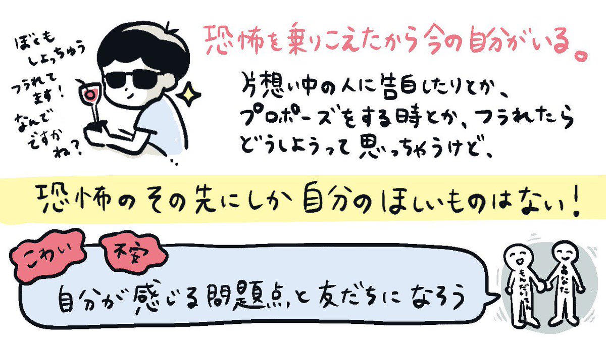 しゅうへい ゼロから4年で15万人 A Twitter ウィルスミスの名言 人生最高のものはあなたが一番恐れるものの向こう側にある 不安や問題点から逃げない それはあなたを助ける親友のような存在です 問題点とうまく付き合って友達になりましょう グラレコby