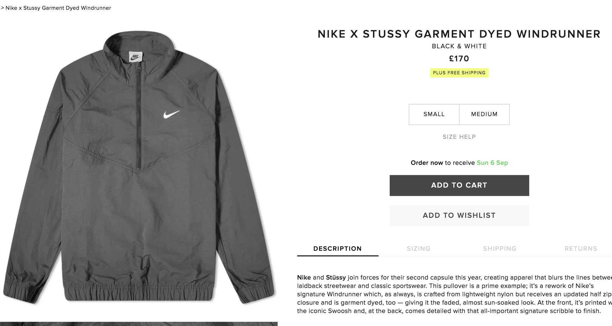 nike stussy windrunner black