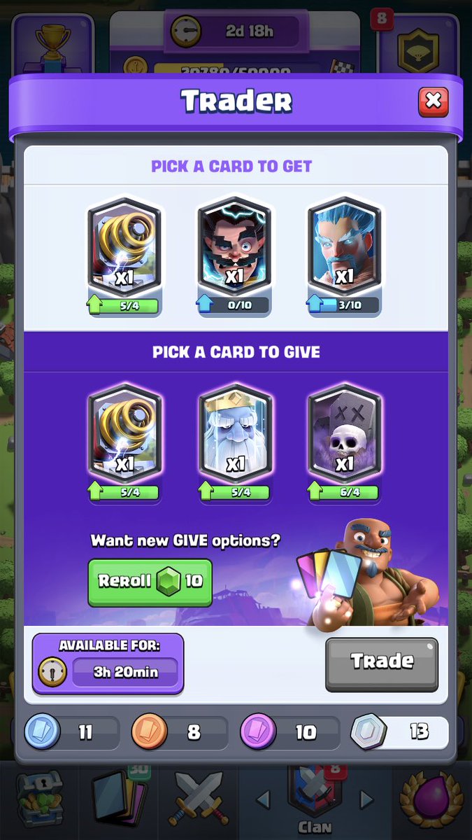 bronwidge's tweet photo. @ClashRoyale @supercell these trade options are questionable—you’re telling me I should spend a trade token to end up with the same amount of minions or sparkys?😂 https://t.co/ChFFv7aGn0
