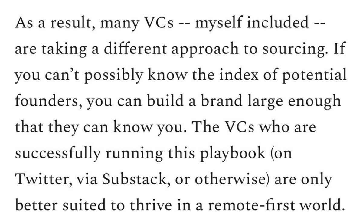 And making my point - this came into my timeline. A VC explaining how all B2B founders used to be in the Silicon Valley area. But now are everywhere, so a different way of finding deals is necessary.  #GeographyIsNotDestiny