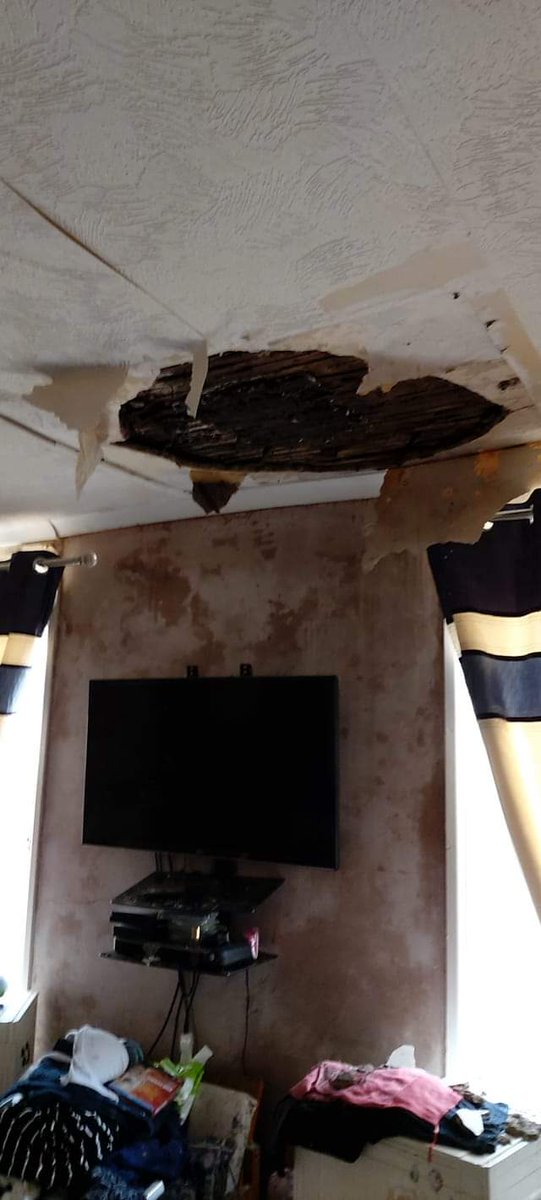 KayPreen's tweet photo. @landg_group you should be absolutely ashamed of yourselves, for refusing a claim on the basis that "not enough rain fell" and the storm to hit Gloucester didn't meet your criteria! My best friends ceiling fell in, narrowly missing hitting her and you refuse to pay out! https://t.co/QodYTBW79E