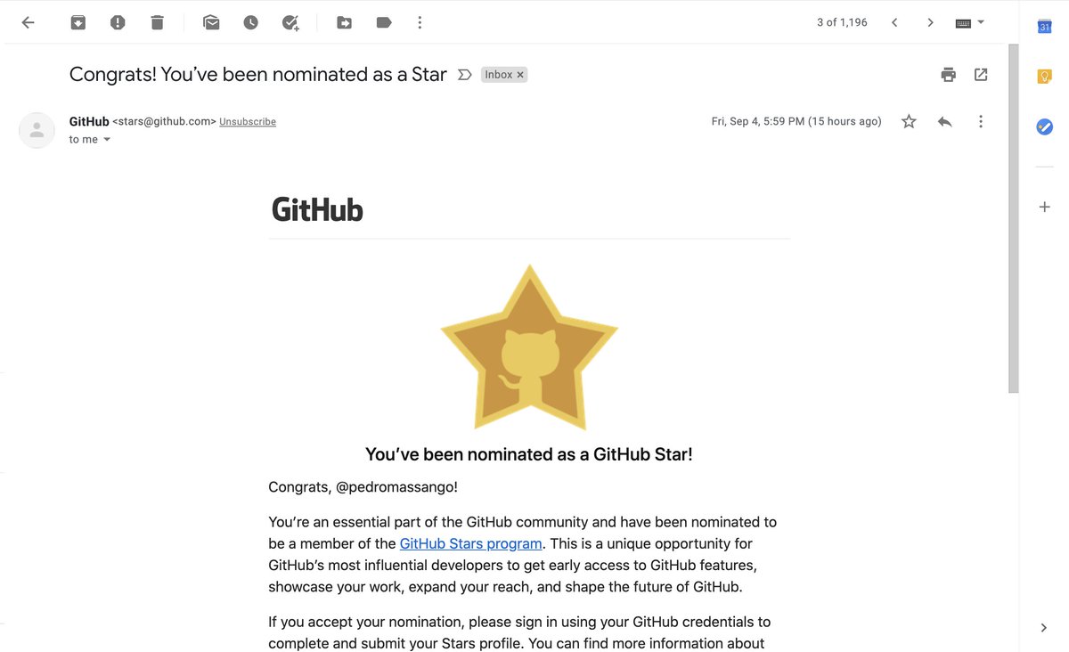 pedromassangom's tweet image. Waking up with this great news made my day ☺️
I've been nominated to be a GitHub Start based on my contributions. For whoever did this I just wanted to say thank you! 🙏😌
#github
