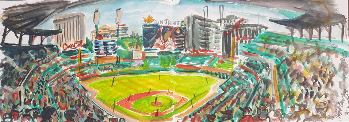 19/09/05 MLB ballpark 21/30 Sun Trust ParkLast 10 ballparks to paint! Sat high up behind home plate enjoying this energetic and raucous ballpark.  @braves vs  @nationals @truistpark  @Folty25  @austinriley1308  @RealCJ10  @White_Willy13  @ozzie #MLB  #DiamondsOnCanvas  #AndyBrown