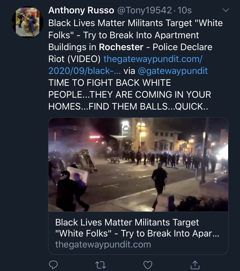 These tweets are all crafted for the purpose of inciting violence. They are trying to start a race war.