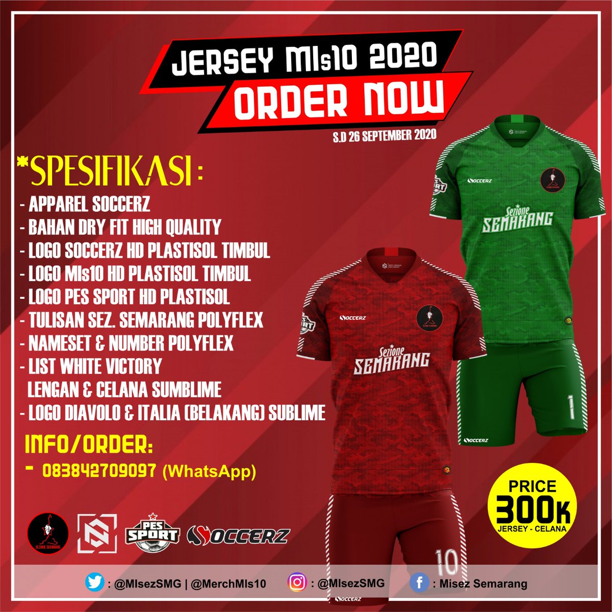 PRE ORDER! NUOVO MAGLIA MIs10 2020

🔥 Batas Pemesanan s.d 26 September 2020
🔥 HARGA 300K exc. Ongkir dr Semarang
.
