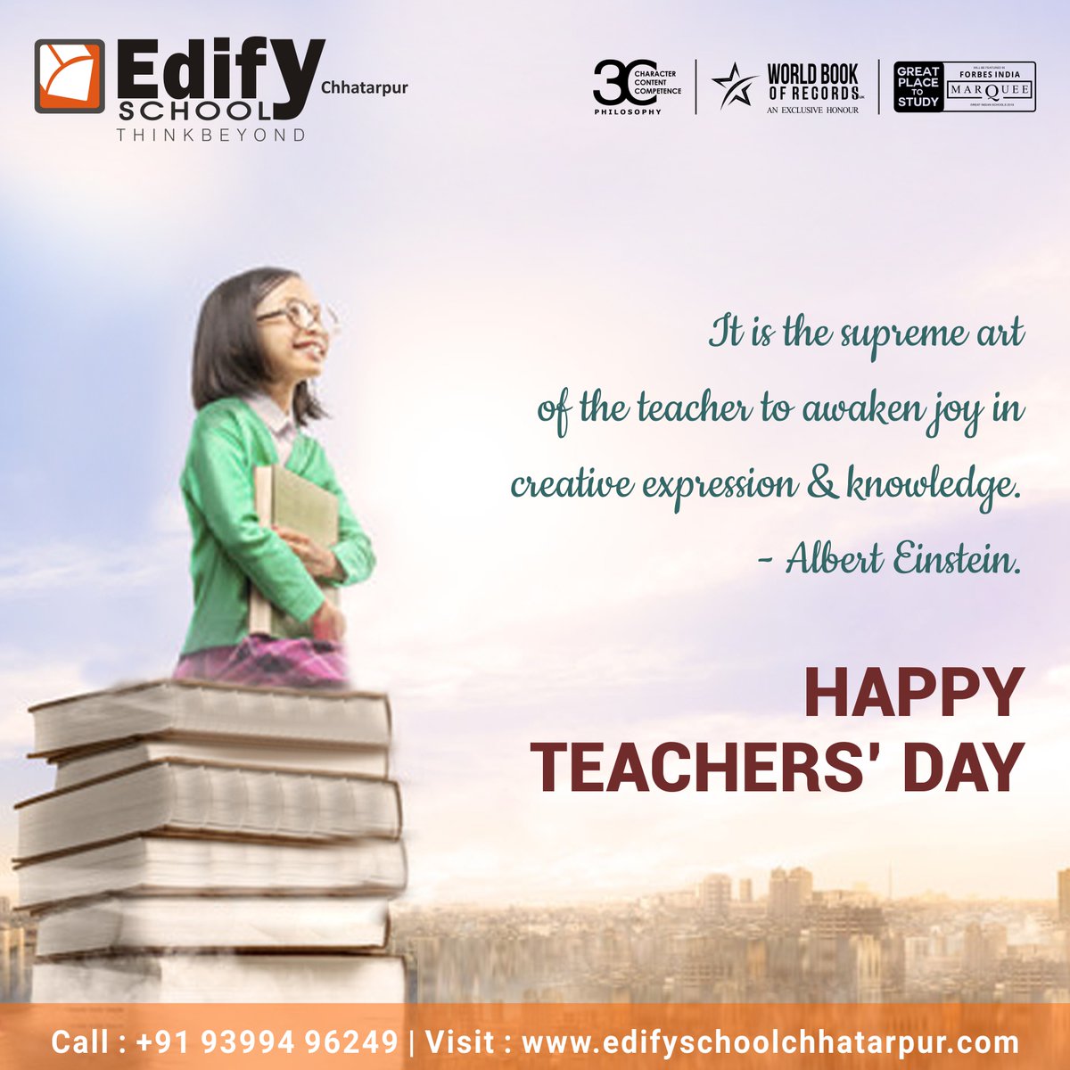 "It is the supreme art of the teacher to awaken joy in creative expression and knowledge." ALBERT EINSTEIN

                    "Happy Teachers Day "