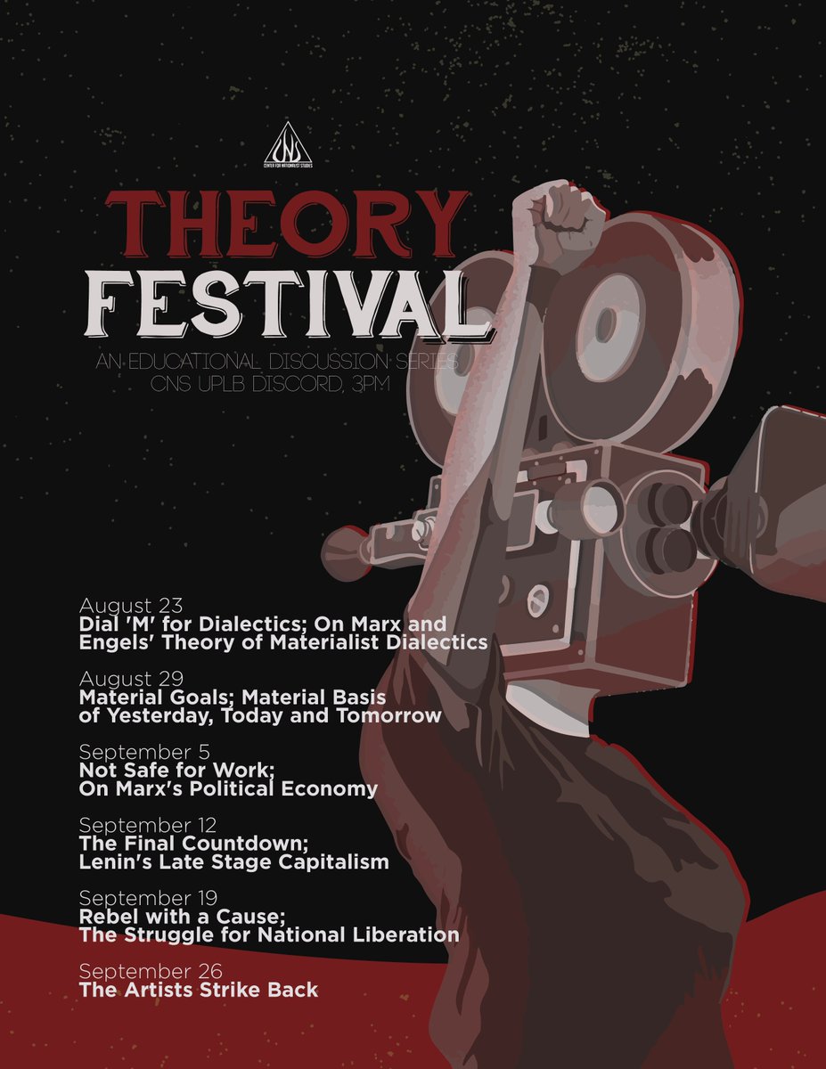 uplbcns's tweet photo. Good day!
Today on CNS' Theory Festival, we're watching something NOT SAFE FOR WORK. πππ
We'll be discussing Marx's Political Economy, 3pm @ CNS UPLB Discord. DM us for the Discord Invite.
See you later!
#DiscussionPH #MayEDBaTK https://t.co/cJOXLe6W3K