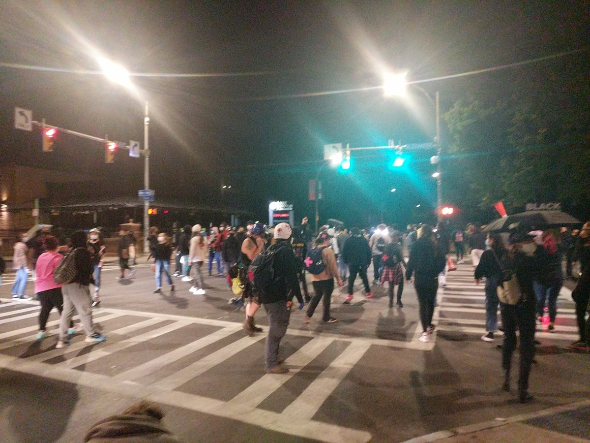 Shutting down the intersection of East and Alexander.