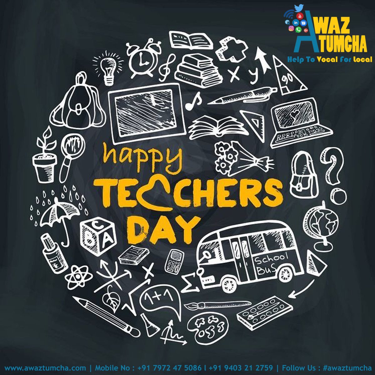 awaztumcha's tweet photo. "Happy teachers day"
Awaztumcha
Help to #vocal for #local
.
.
.
#Contact us for #digitalmarketing
.
.
.
#teacher #teaching #teachersday #student #awaztumcha #socialmediamarketing #websitedevelopment #seo #branding #businessdevelopment #payperclick #akurdi #punecity #punekars https://t.co/1jQy3UGLRy