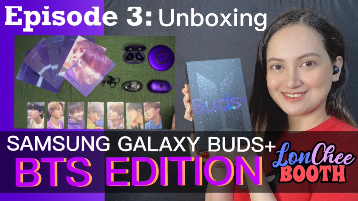 LonCheeBooth's tweet photo. Episode 3 is up — Watch @Liechee unravel the box inclusions and review the SAMSUNG GALAXY BUDS+ BTS EDITION. 💜 보라해
Also... a bit of Liechee’s kpop and BTS history. Enjoy!
#BTS   special thanks to @armysgalaxyph 💜

https://t.co/xRmvNW53e4 https://t.co/YAXbii4OmR