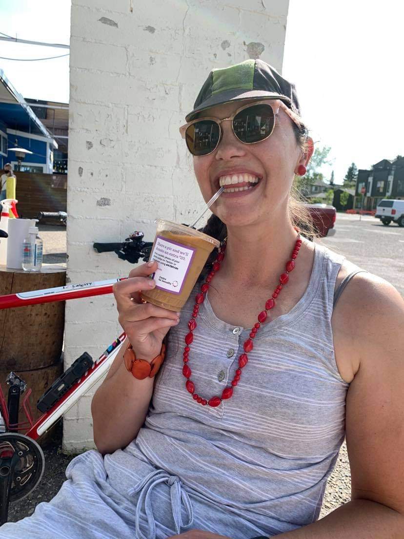 VeloInertial's tweet photo. Happy Pride!
After a little #yycbike Ride for some tasty cold coffee. Thanks for partnering up to donate #ATBPride @YYCsexualhealth #monogramco https://t.co/pyBZqZkwat