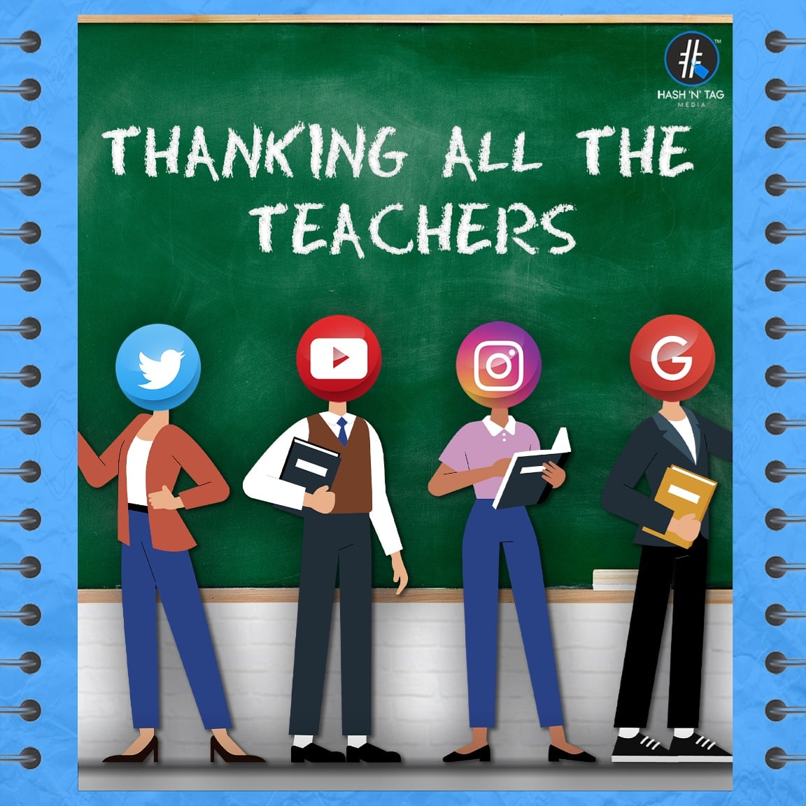HashNTagMedia1's tweet photo. In today's world, Social media teaches us alot. So thanking all our teachers a Happy Teacher's Day!!
#HappyTeachersDay #TeachersDay2020 #SocialMedia #Facebook #Instagram #Twitter #Pinterest #youtube #hashntagmedia
#hntm https://t.co/s6xoUD3SwJ