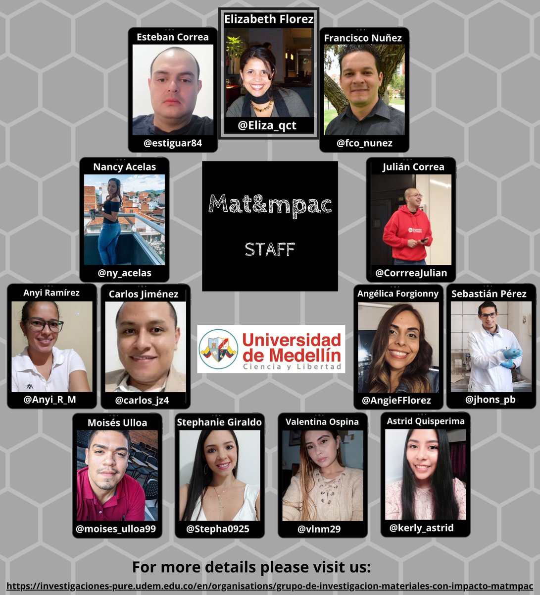 We are #researchers <a href="/UdeMedellin_/">Universidad de Medellín</a> interested in molecular design of materials, use of agro-industrial wastes, removal of water pollutants, recovery and deterioration of materials.
#Science in #UdeMedellín #Colombia

For more information, please visit us: 
investigaciones-pure.udem.edu.co/en/organisatio…