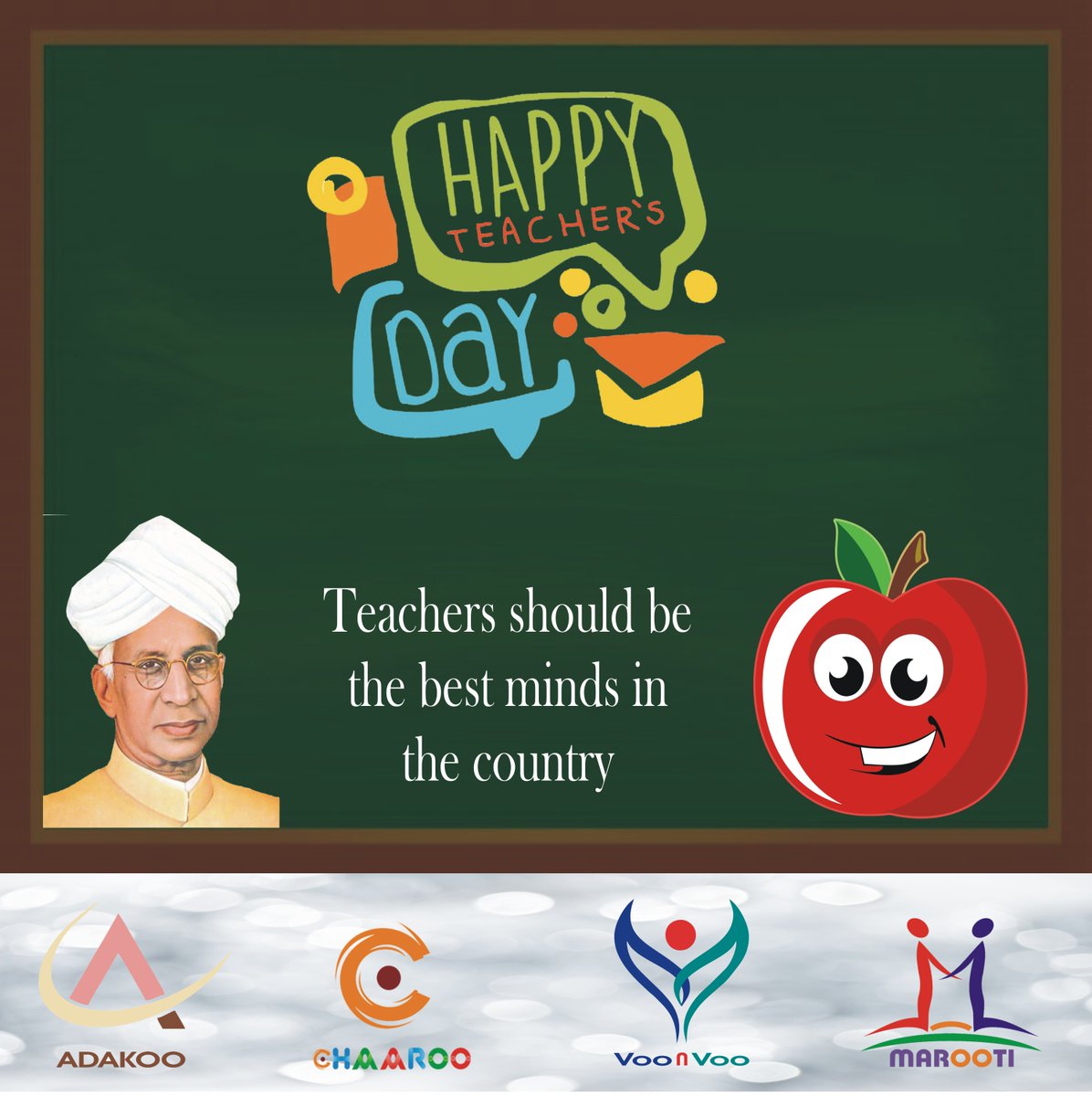 RajeshPMashru's tweet photo. Teachers should be the best minds in the country.
On this #TeachersDay #RajeshMashru #ChandaniRadhanpura and #Marooti #VooNVoo #Chaaroo #Adakoo wish everyone a #HappyTeachersDay https://t.co/bY5OEf4TZM