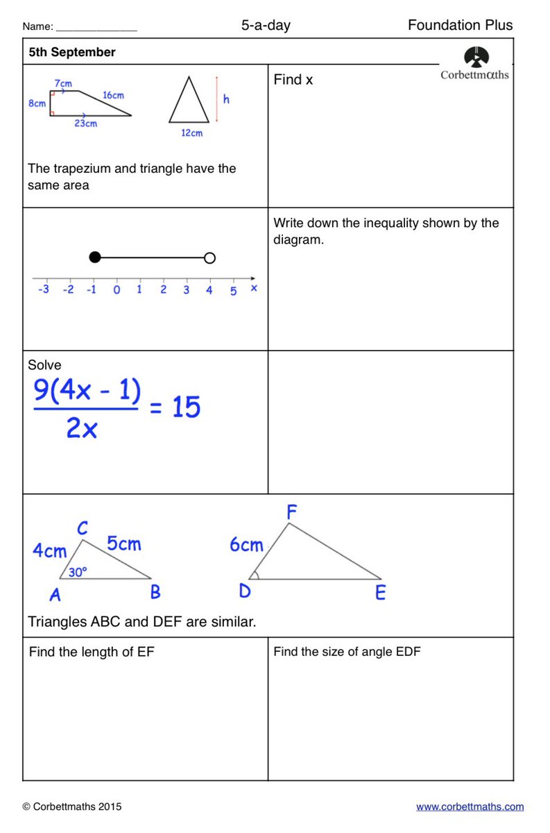 Corbettmaths's tweet photo. Studying for Higher GCSE Maths? Try today's Foundation Plus, Higher &amp; challenging Higher Plus #maths5aday answers: https://t.co/Ms56qEyp17 https://t.co/apDaIS3Brl