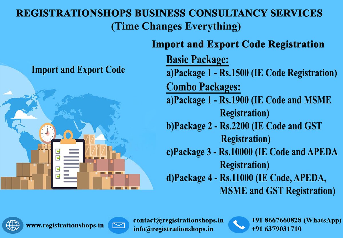 regi_shops's tweet image. 𝐂𝐎𝐍𝐓𝐀𝐂𝐓 𝐔𝐒:
Call - +91 6379031710
WhatsApp - +91 8667660828
Telegram - +91 8667660828
Mail - contact@registrationshops.in
#ie_code #import_export #iec #apeda #msme #msmeregistration #udyogaadhaar #udyam #udyamregistration #gst
