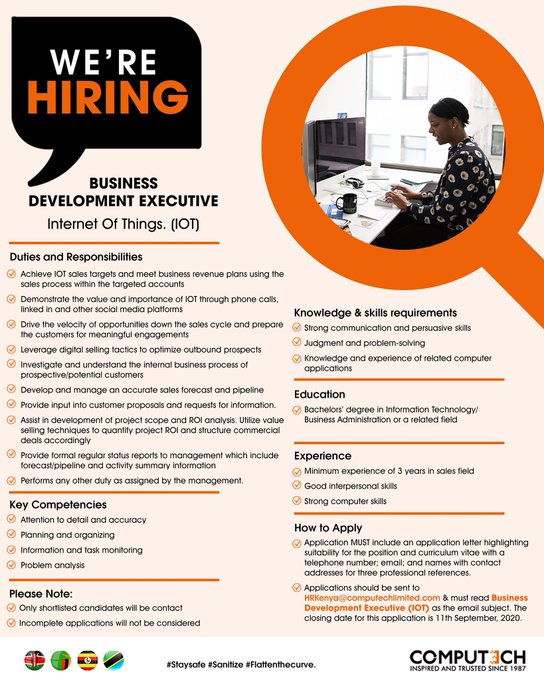 Simon_Ingari's tweet photo. Computech Limited Hiring - https://t.co/YCWqSql3Yp
#IkoKaziKe  #PataKaziKe #Gethired #JobSeekers #Jobs #Internsh... https://t.co/9RiYzI4rdp