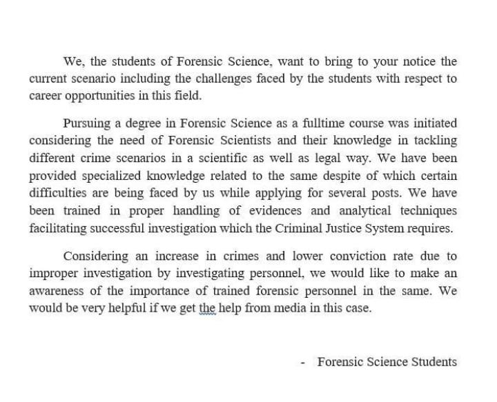 Krushna61474272's tweet image. Forensic students studying in Government and private colleges have been facing unemployment for years,those who have been trained to provide justice,will they get justice?
@PIBHomeAffairs @AmitShah @PMOIndia @aajtak_India
#ForensicS_in_UPSC
#EqualForensicRR #AskForensicJobsfacing