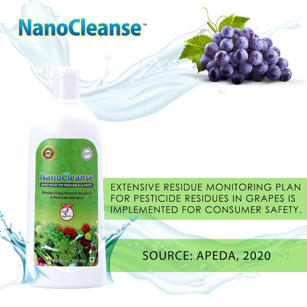 Nano_Cleanse's tweet photo. NanoCleanse is the safest, quickest, simplest and most economical alternative to wash raw produce in bulk at your facility and ensure that 98% of all harmful pesticide residues are washed away. Buy NanoCleanse for industrial use from https://t.co/j9tCZbVuNU today! #foodindustry https://t.co/c2pKGXeDpG