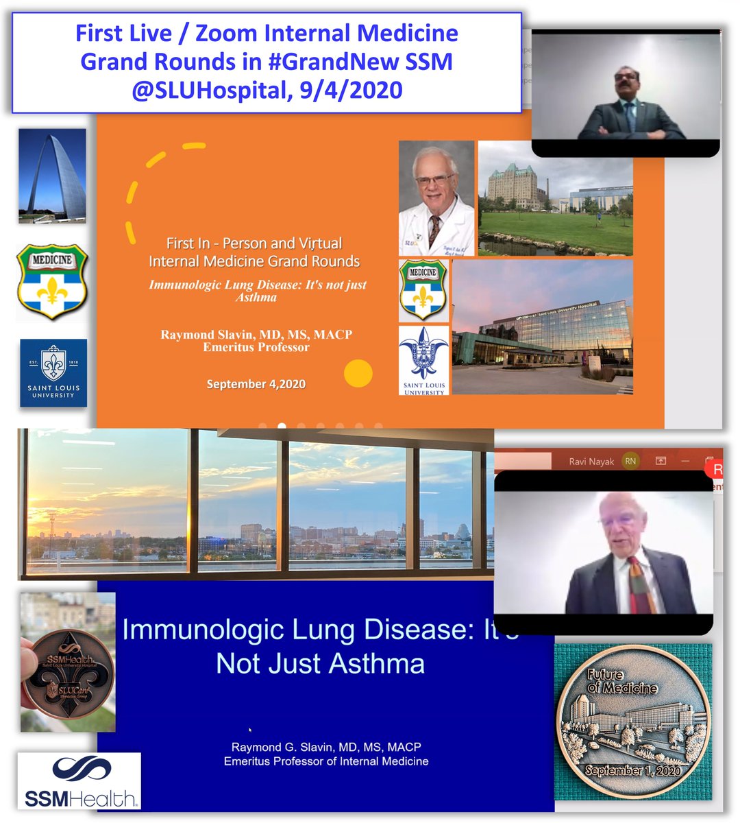 slunephrons's tweet photo. ๐๐พDrRaySlavin for kicking off our 1st #SLUIM Live+Virtual #GrandRounds, sharing expertise on 'Immunologic Lung Disease.' While itโs great to meet live w/ #SocialDistancing, zoom๐ฒhelps those of us heading to clinics or early rounds stay engaged w/ great content & our community https://t.co/HxBkGokpyE