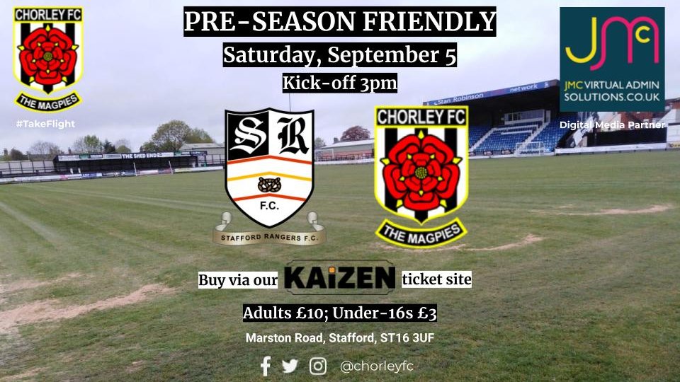 We're off to <a href="/SRFCofficial/">Stafford Rangers FC</a> later today for our latest 2020/21 tune up 🤩

The PREVIEW is live ➡️ bit.ly/3bBynI8 with squad news &amp; quotes; Still considering a trip down the M6? Tickets ➡️ bit.ly/2Dsnuvy remain on sale for £10 adults/£3 u-16s 👍

⚫️⚪️⚽️