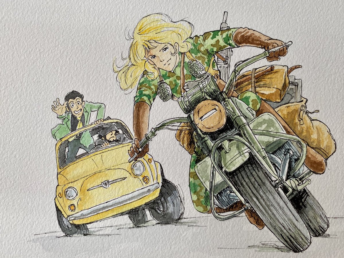 カリオストロの城 模写 うわ お友達になりたいわ 水彩 絵描きさんと繋が モトジママサユキのイラスト