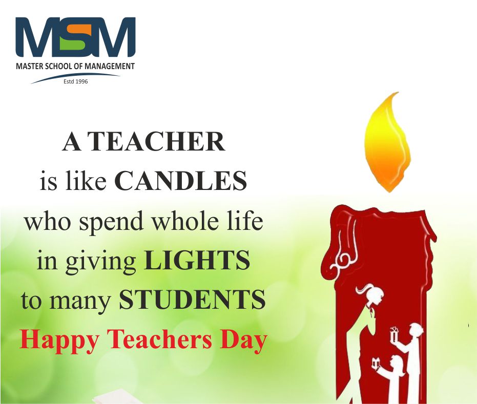 MsmindiaOrg's tweet photo. Wish you Happy Teachers Day! A good teacher is like a candle. It consumes itself to light the way for others.
#TeachersDay2020 #HappyTeachersDay #TeachersDay #drsarvepalliradhakrishnan #MSM #BestManagementCollegeInNorthIndia #PGDM #MasterSchoolOfManagement #BBA https://t.co/xQqdHcBoE8