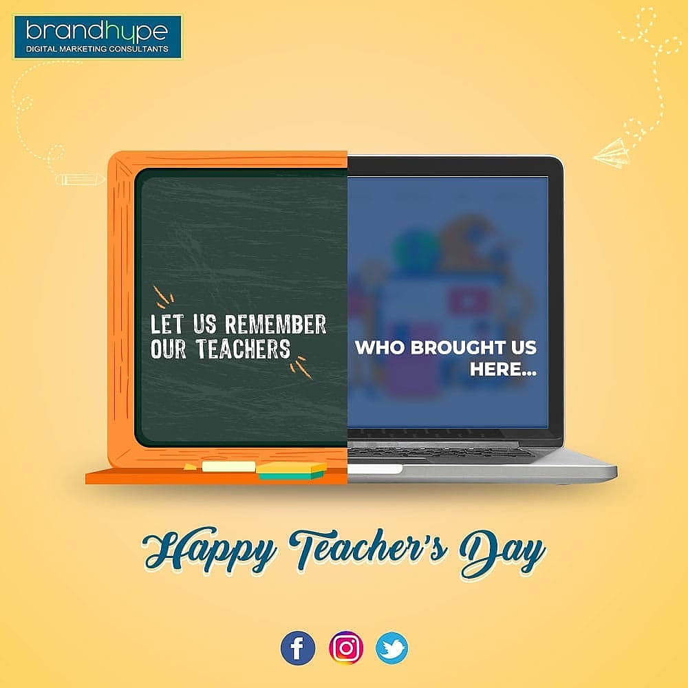 BrandhypeLive's tweet photo. Paying respect to the ones who play a huge role in shaping the society. This #TeachersDay, we thank all the teachers for playing their part. We wish everyone a very Happy Teacher's Day.
.
#teachersday #teacher #PPC #teachers #hariguru #teacherlife #SMO #teacherstyle #googleads https://t.co/LgvepPAlzw
