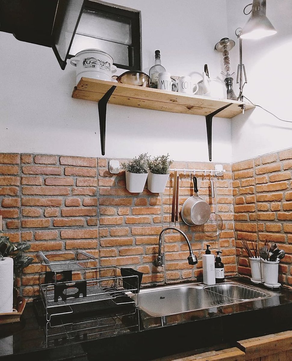 Interiors On Twitter Industrial Glam If The Thought Of Having Exposed Bricks Inside Your House Isn T Very Appealing I Would Like To Recommend You Brick Backsplash Https T Co Nohm9hpn94