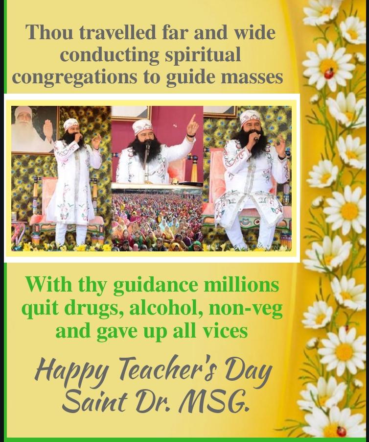RashpreetKaur9's tweet photo. On this teacher's day we now and express our gratitude to you
Happy teacher's day saint Dr. Msg
#truespiritualguide https://t.co/Vwg18TR2pK